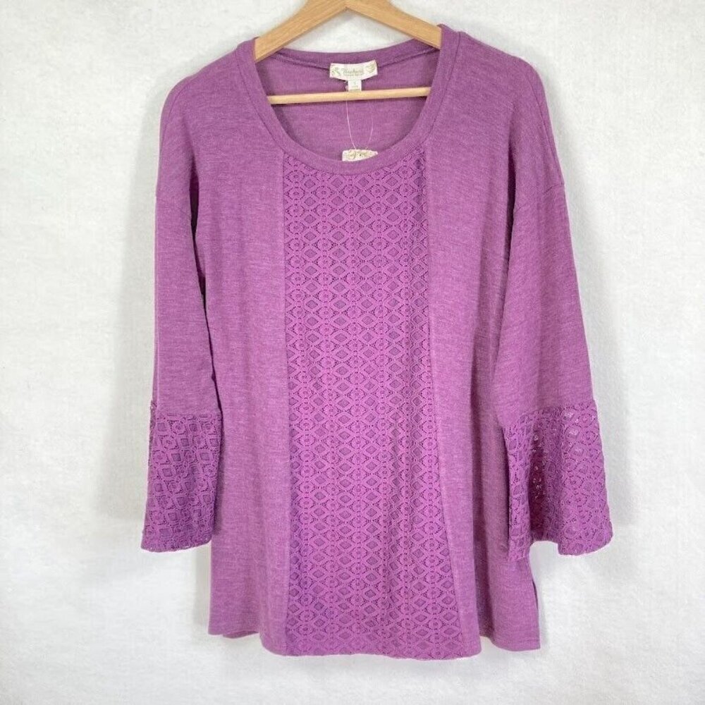 Suzanne Betro Weekend Mesh Lace Blouse Feminine Peasant Boho Vibrant NWT S